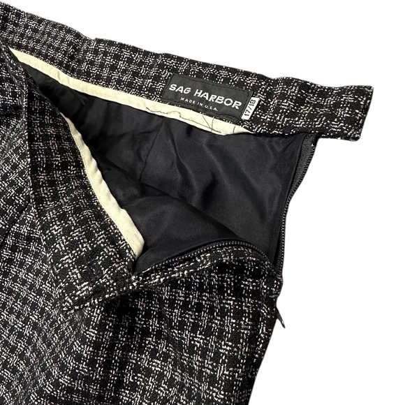 Vintage Sag Harbor Skirt Suit Set Womens 18 Black White Tweed Made USA 90s - Picture 9 of 11